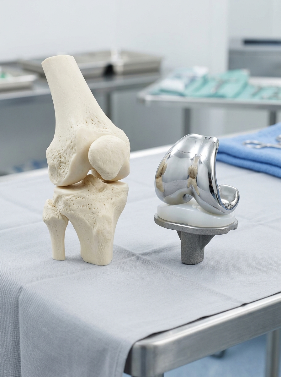 Illustration of knee joint replacement